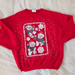 Vintage Red Holiday Bear Graphic Sweatshirt
